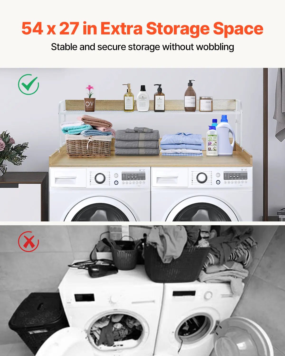 Washer Dryer Countertop with 2-Tier Shelf by HouseOfZazla