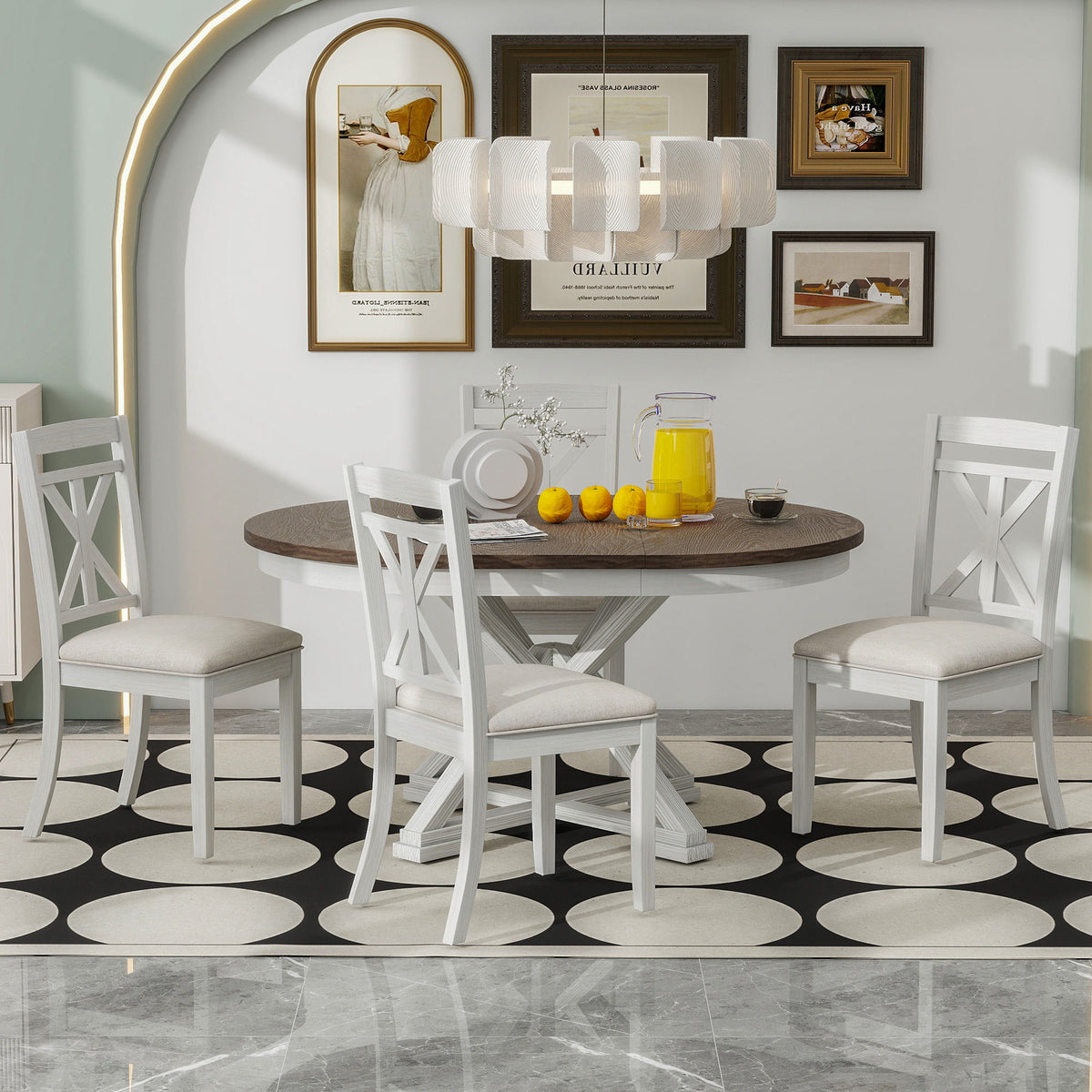 Extendable Dining Set with Upholstered Chairs - White or Dark Gray, photo 7 of 31