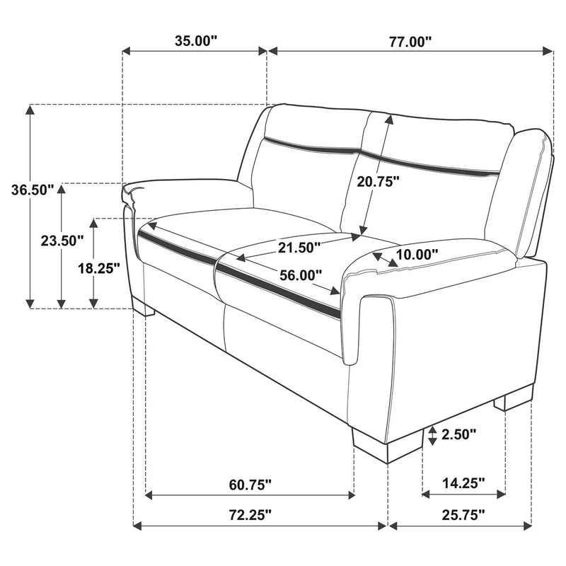 Arabella Upholstered Padded Arm Sofa Grey by Unique Piece Furniture