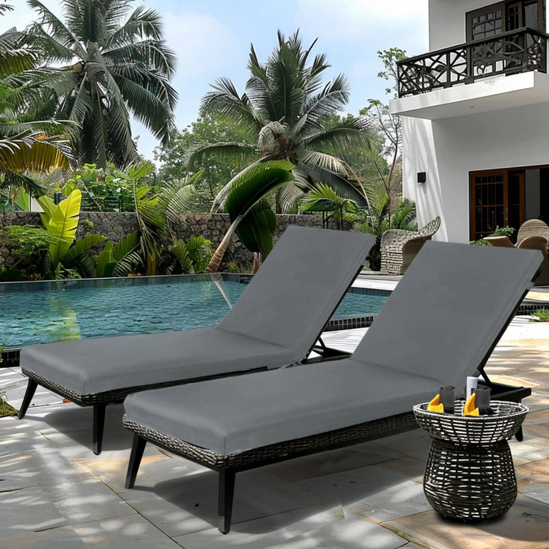 2 Piece Outdoor Chaise Lounge Cushion Set, Replacement Cushions For Patio Furniture by HouseOfZazla