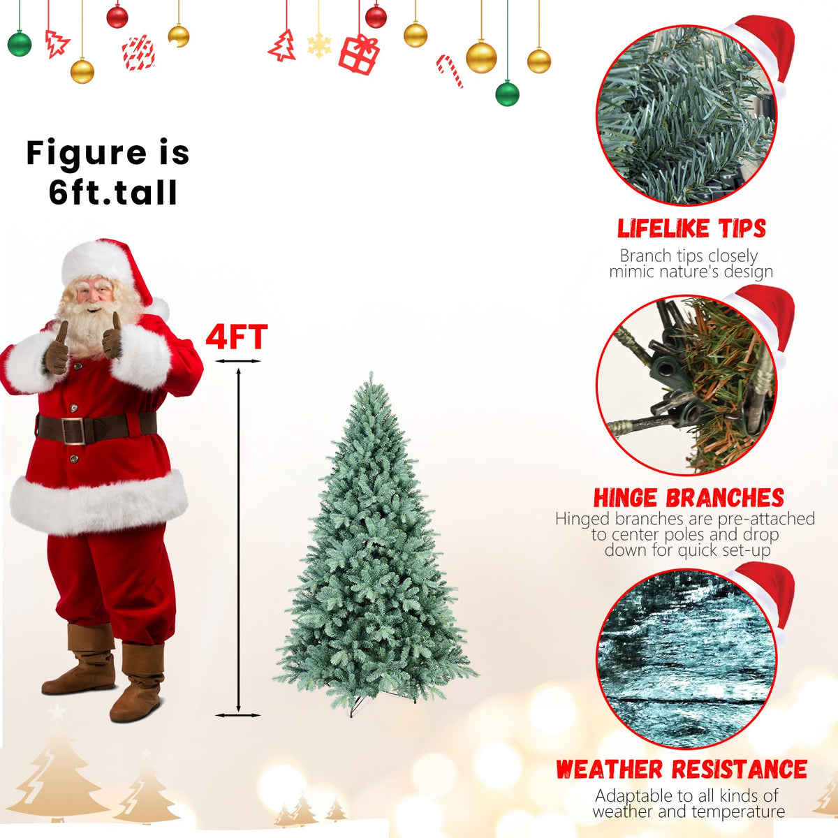 4FT Blue-Green Tint Christmas Tree, photo 9 of 10