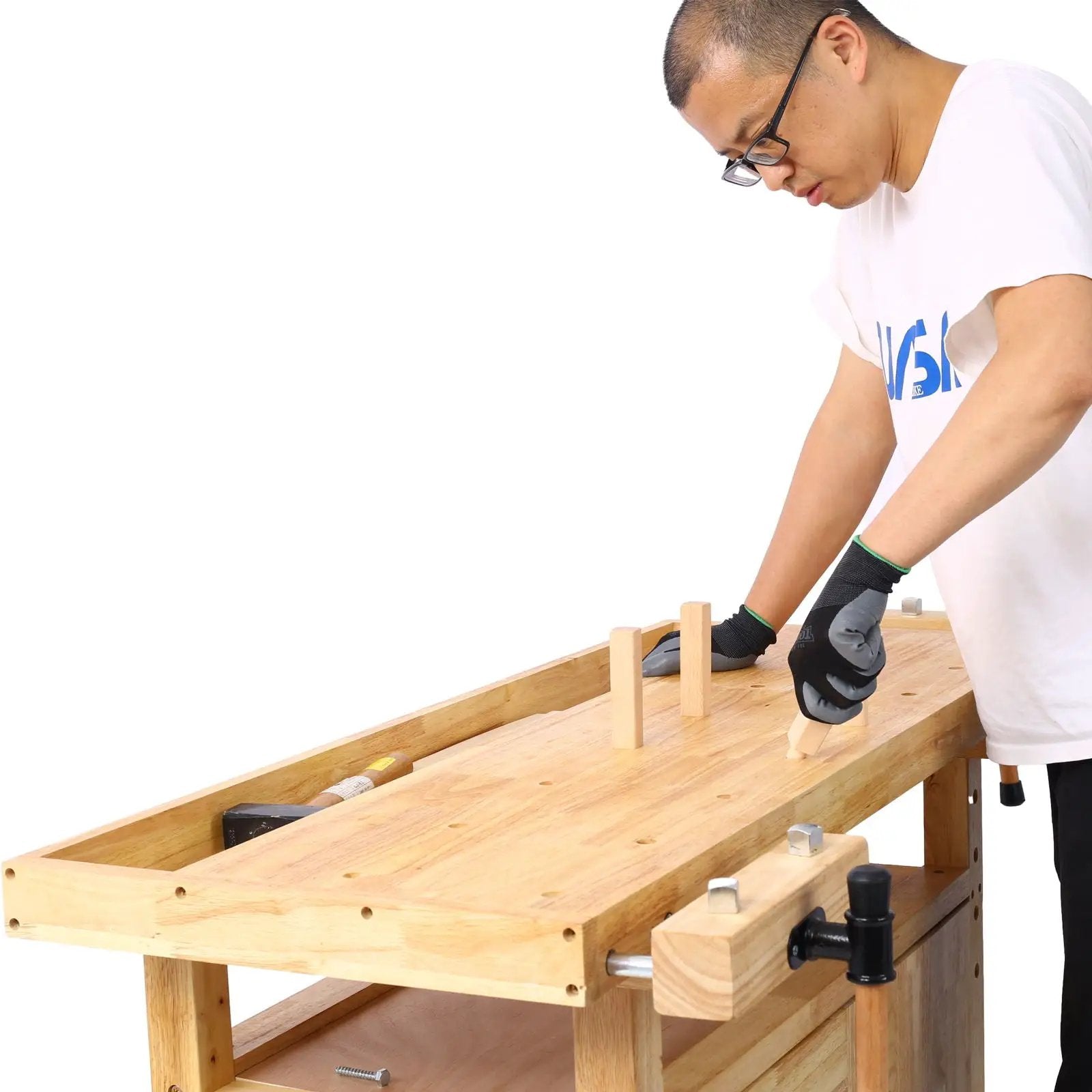 Wood Workbench For Garage Workshop And Home - Natural by HouseOfZazla