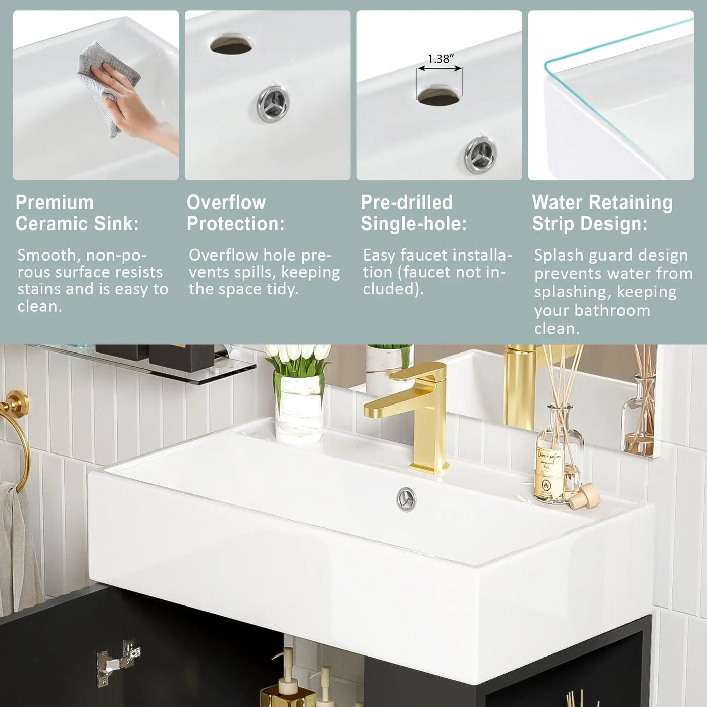 Bathroom Vanity, Combo Cabinet, Bathroom Storage Cabinet, Single Ceramic Sink by HouseOfZazla