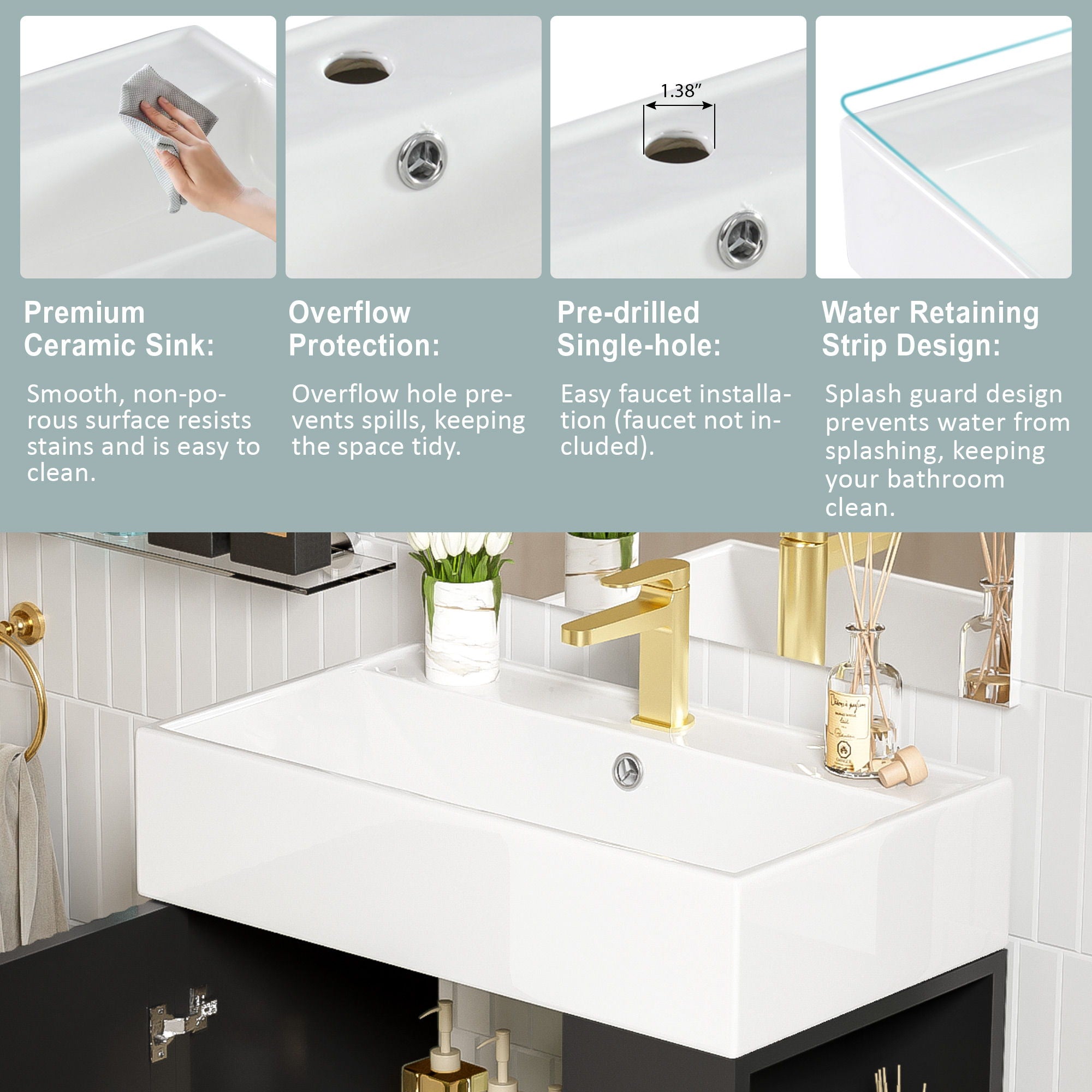 Bathroom Vanity, Combo Cabinet, Bathroom Storage Cabinet, Single Ceramic Sink by HouseOfZazla