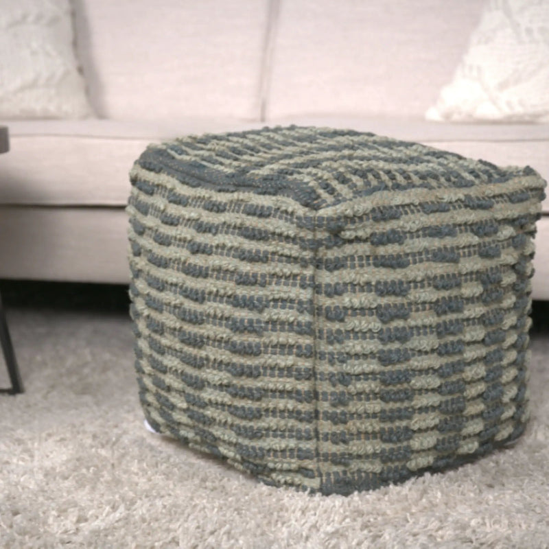 Walle - Fabric Square Pouf Ottoman And Floor Cushion Teal - Blue by HouseOfZazla