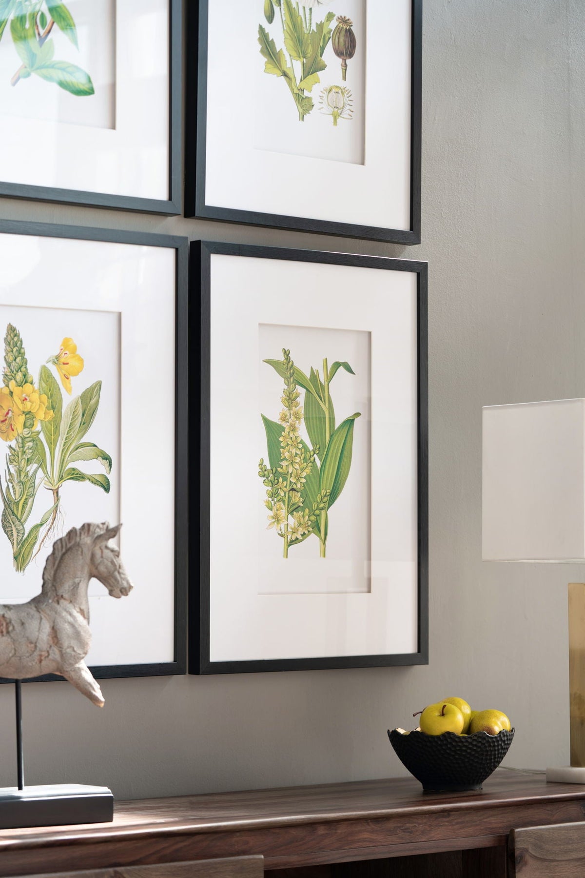Botanical Flower Wall Art Set of 4 with Framed Prints - White / Blue, photo 4 of 15