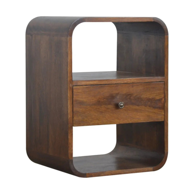 Solid Wood Chestnut Curved Edge Nightstand by HouseOfZazla
