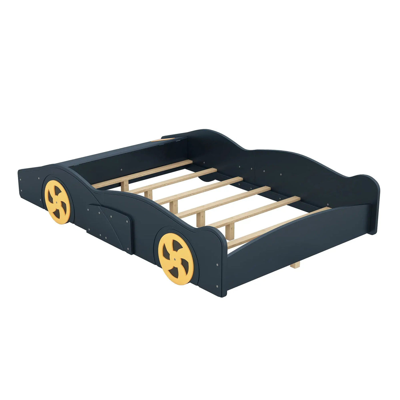 Race Car Shaped Platform Bed With Wheels And Storage by HouseOfZazla