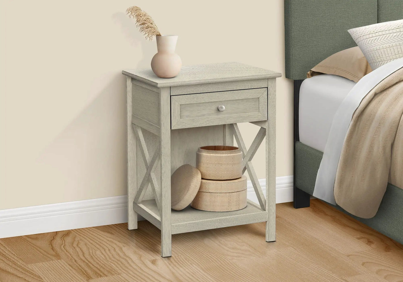 Accent End Table, 2 Tier, Storage Drawer, Transitional Style by HouseOfZazla