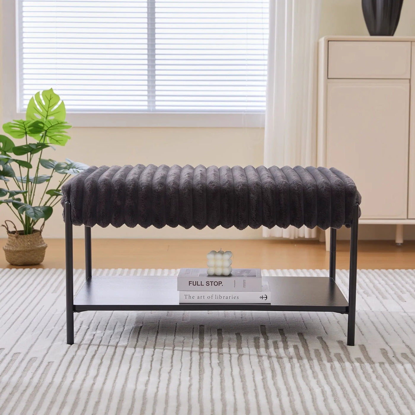 Upholstered Ottoman Coffee Table Foot Rest With Open Storage by HouseOfZazla