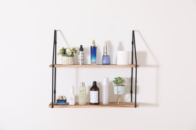 Light Brown 5-Tier Wall Shelves with Decorative Hanging Display - Light Brown, photo 2 of 5
