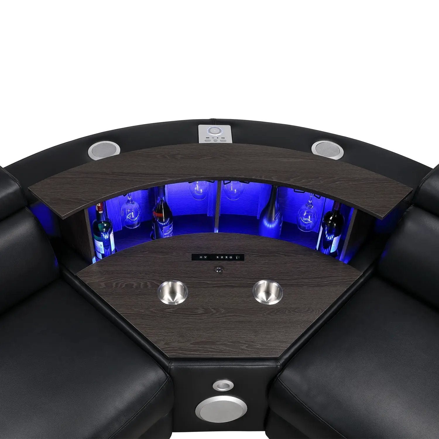 Nova - Sectional With Bluetooth Speaker, LED And Lifting Wine Cabinet by HouseOfZazla