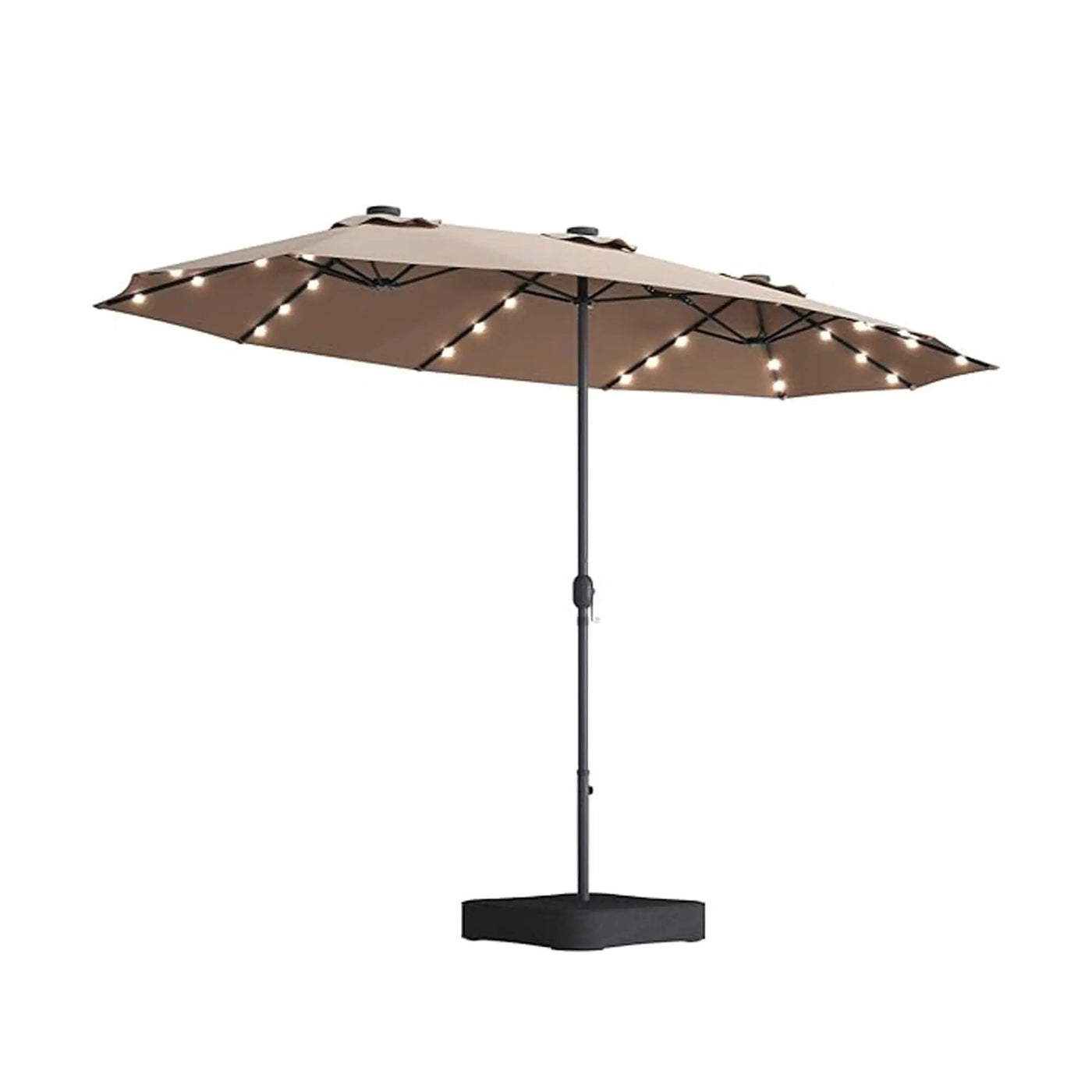 Double-Sided Outdoor Market Umbrella With Lights And Base by HouseOfZazla
