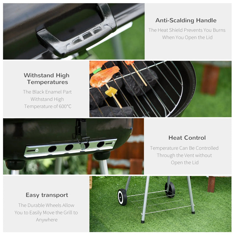Outsunny 21' Portable Charcoal Grill with Wheels and Bottom Shelf by HouseOfZazla