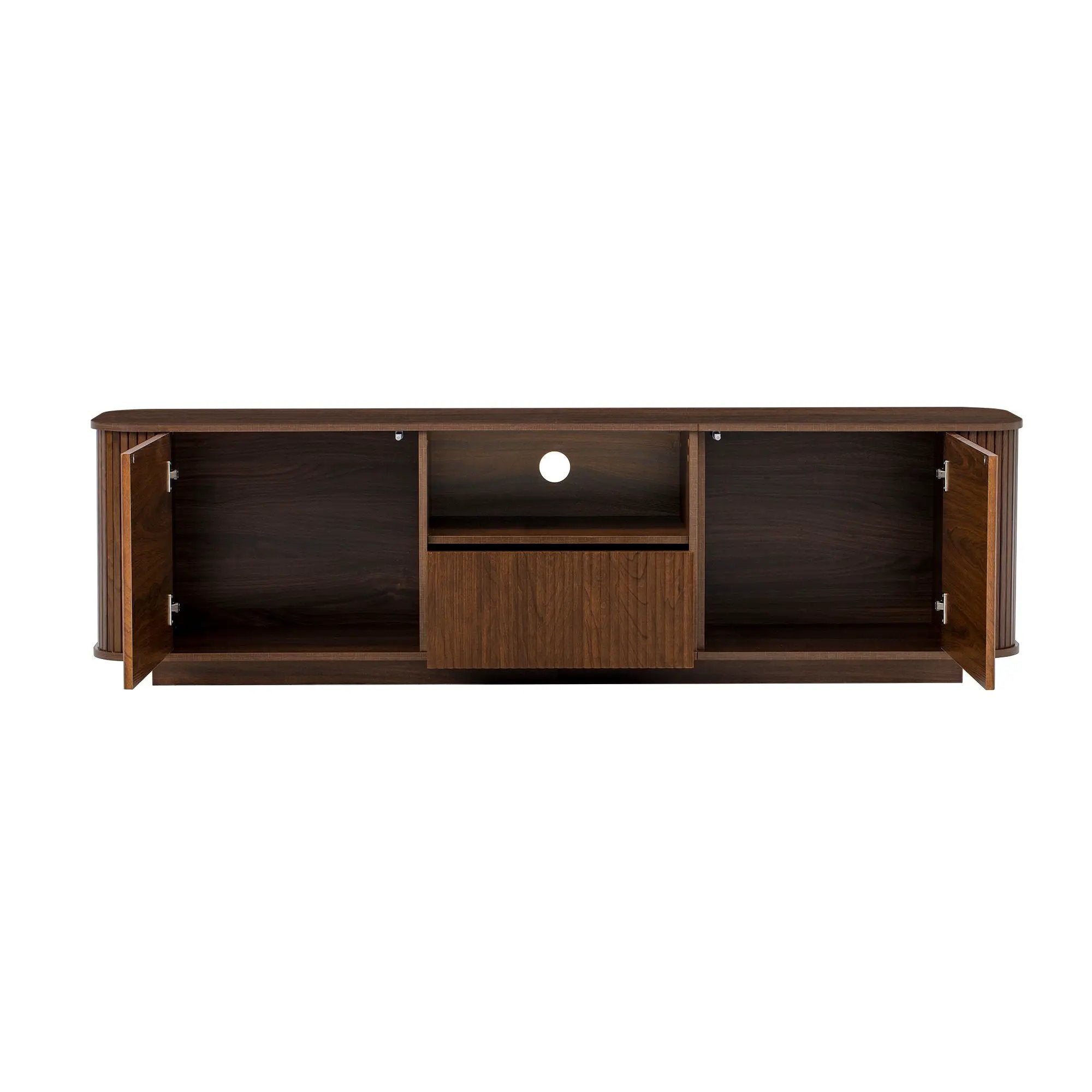 70" TV Stand With Ample Storage, Curved Corners - Dark Brown by Unique Piece Furniture