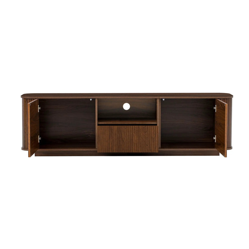 70" TV Stand With Ample Storage, Curved Corners - Dark Brown by Unique Piece Furniture