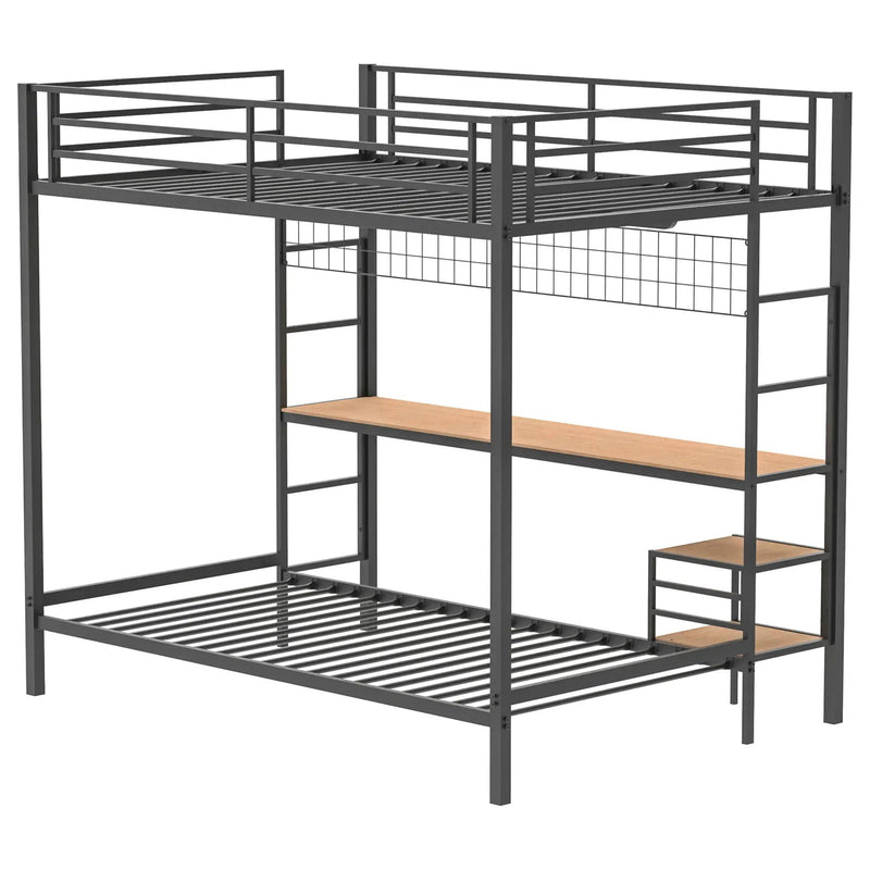 Bettoni Metal Full Over Twin Workstation Bunk Bed Matte Black by Unique Piece Furniture