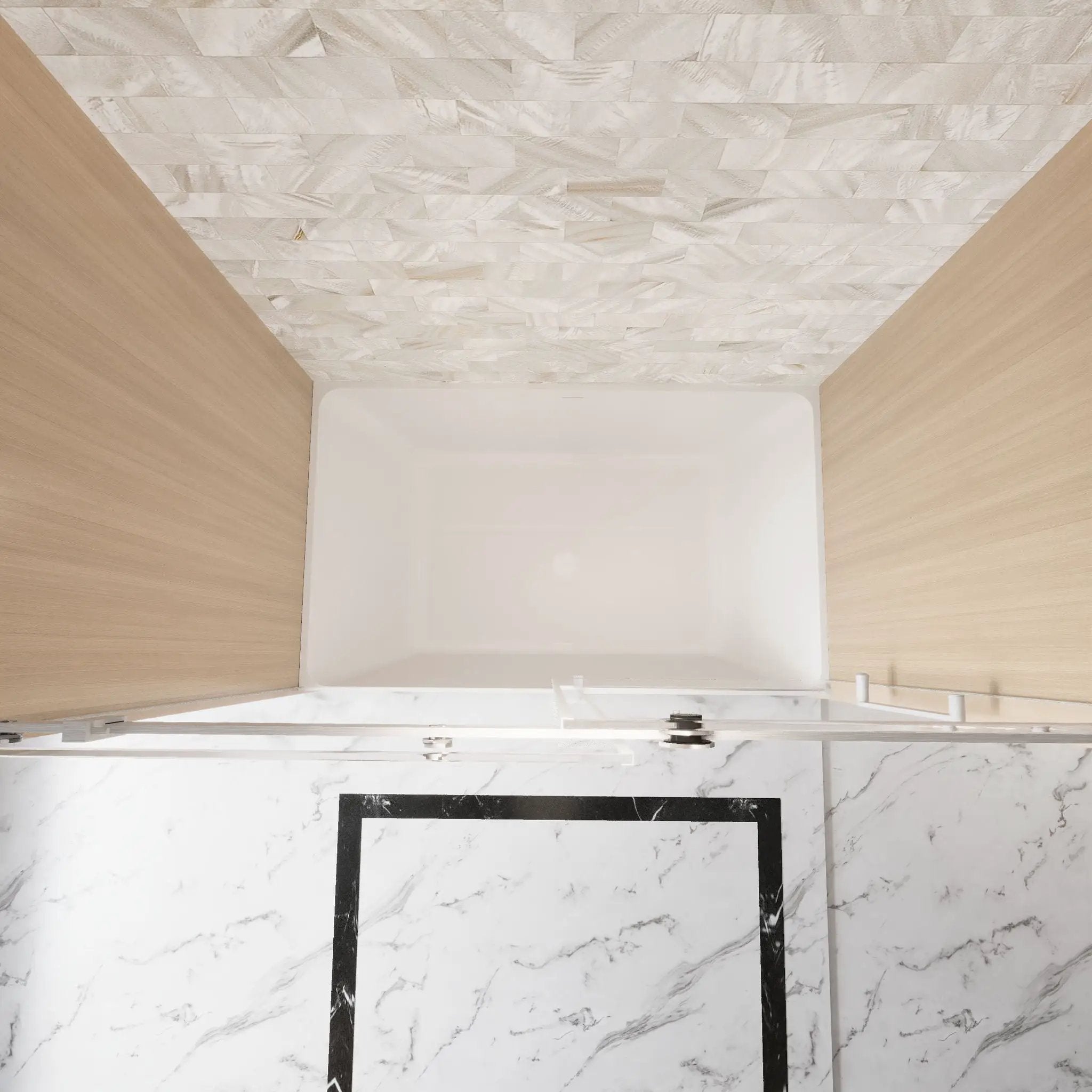 Frameless Single Sliding Shower Door & Handle And Square Tube Track