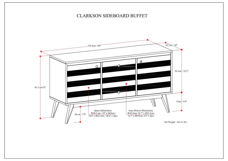 Clarkson - Sideboard Buffet - Rustic Natural Aged Brown by HouseOfZazla