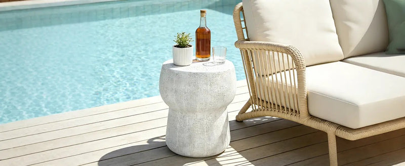 U_Style Outdoor Patio Accent Table With Crack Process by HouseOfZazla