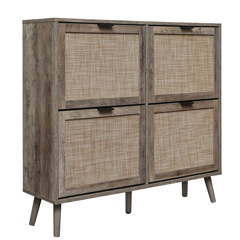 4 Door Shoe Rack, Freestanding Modern Shoe Storage Cabinet by Unique Piece Furniture