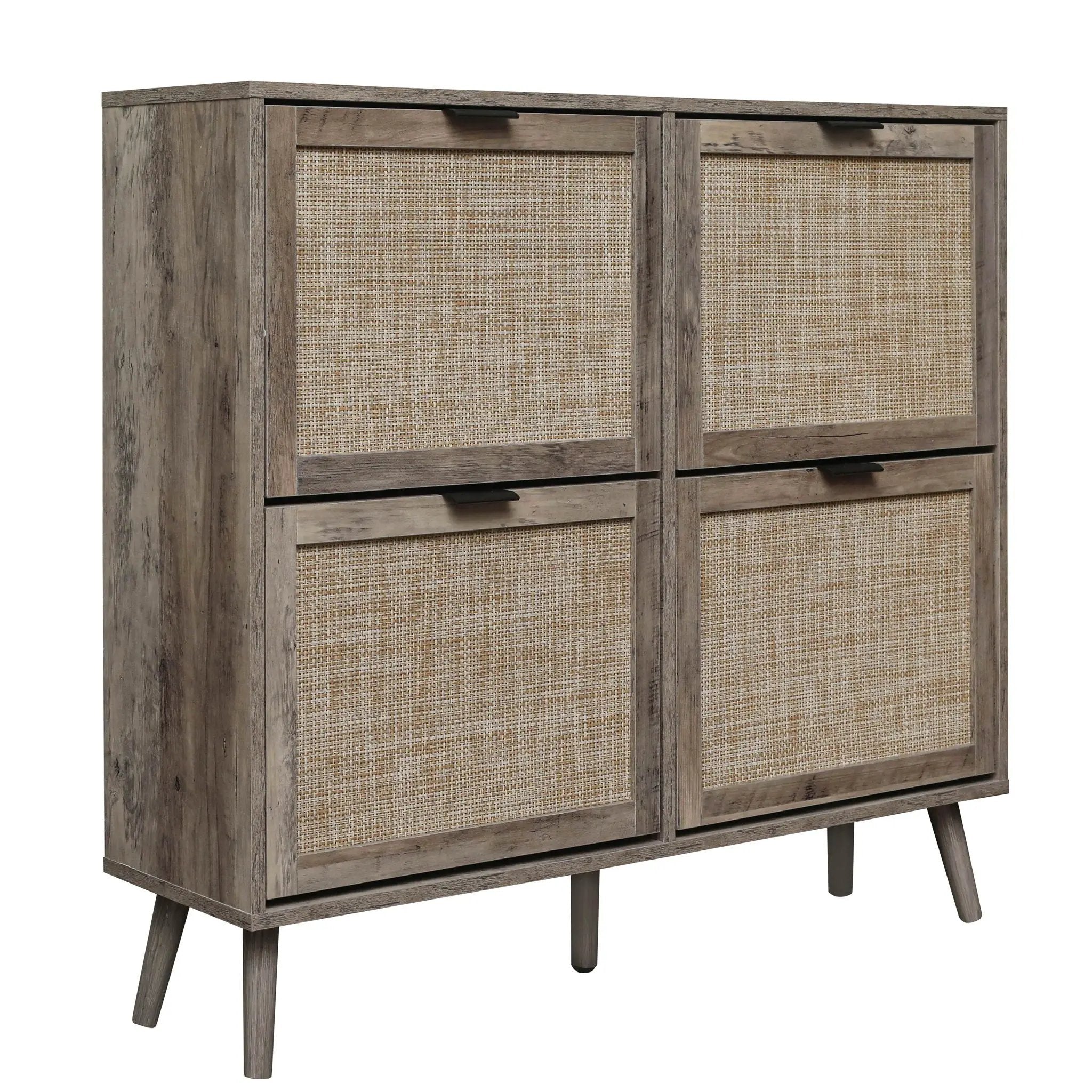 4 Door Shoe Rack, Freestanding Modern Shoe Storage Cabinet by HouseOfZazla