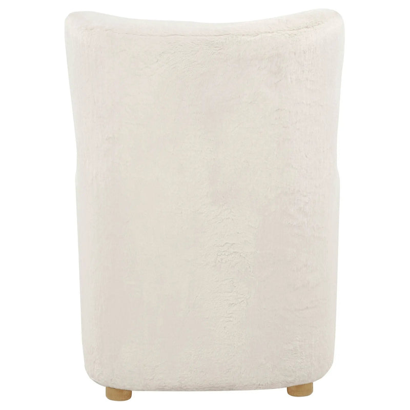 Thornton Faux Fur Upholstered Wingback Lounge Accent Chair Cream by Unique Piece Furniture