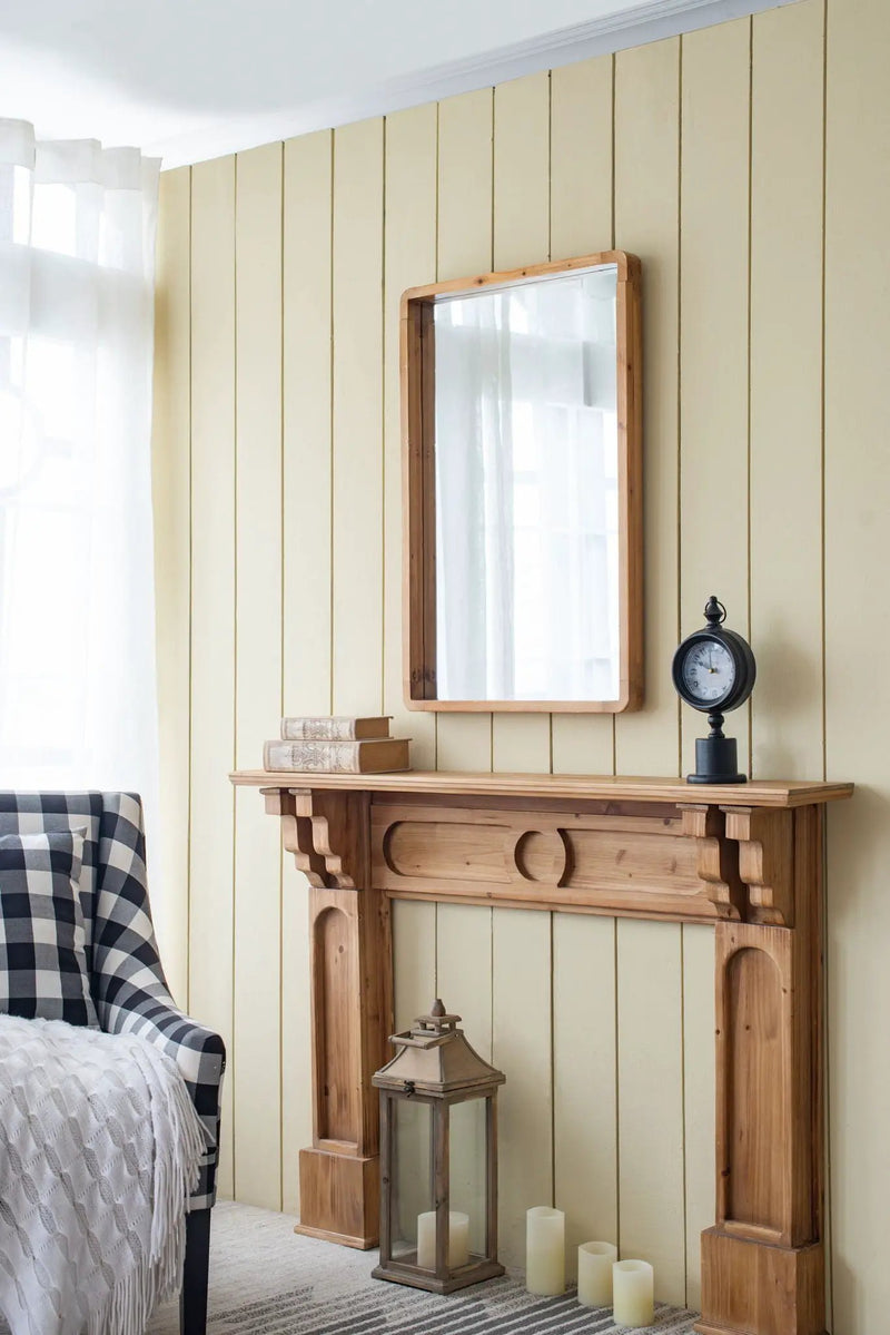 Rectangle Wood Mirror, Farmhouse Wall Decor For Living Room Bedroom Entryway - Brown by Unique Piece Furniture