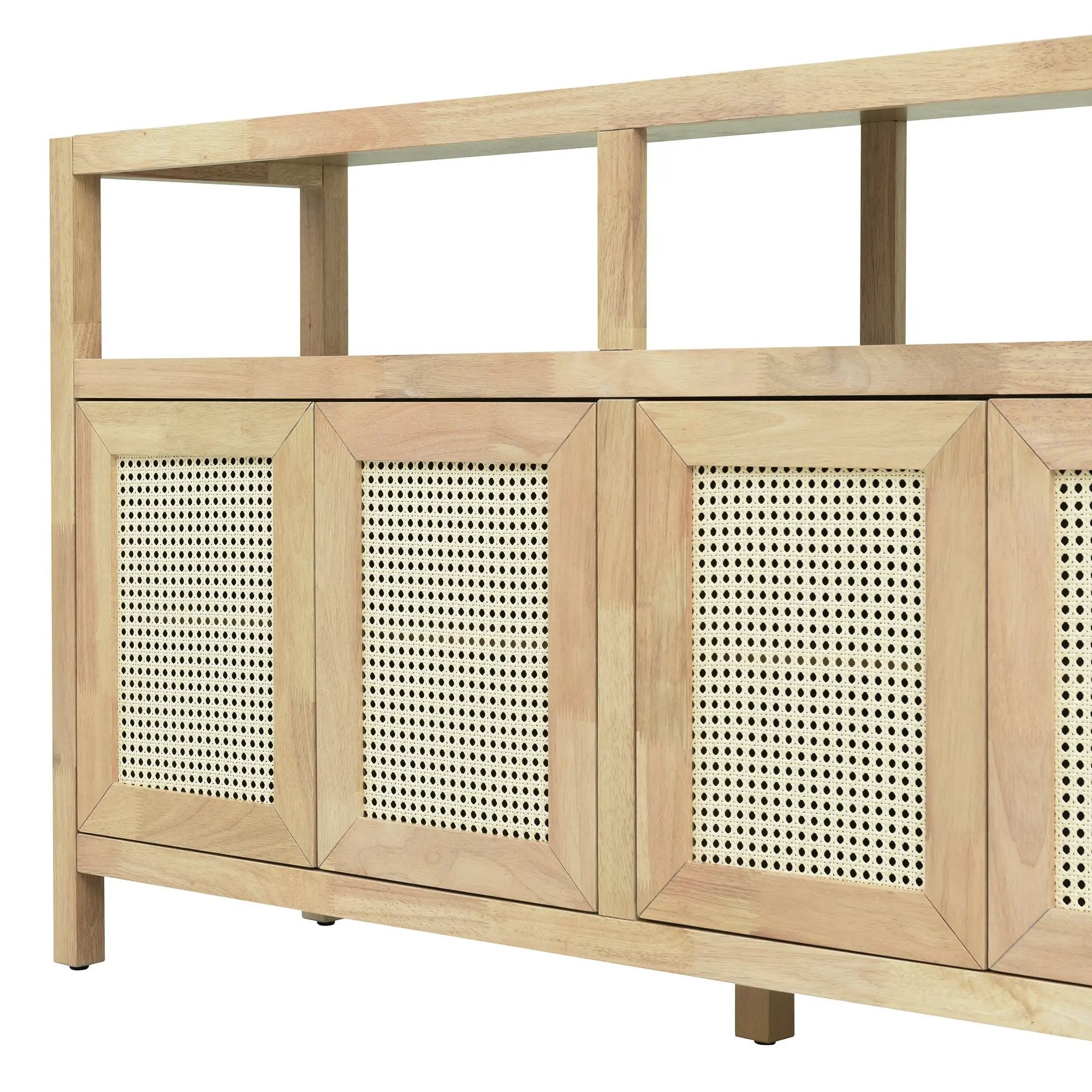 Bohemian Style Rattan Buffet Storage Cabinet with Solid Wood Frame by HouseOfZazla