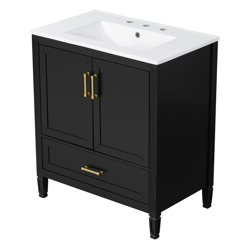 Elegant Fluted Bathroom Vanity With Sink, Soft Close Doors & Drawer by HouseOfZazla