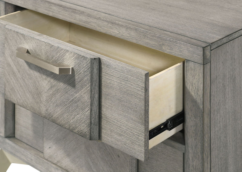 Gray 2 Drawer Nightstand with Bookmatched Veneers and USB Port, photo 2 of 5