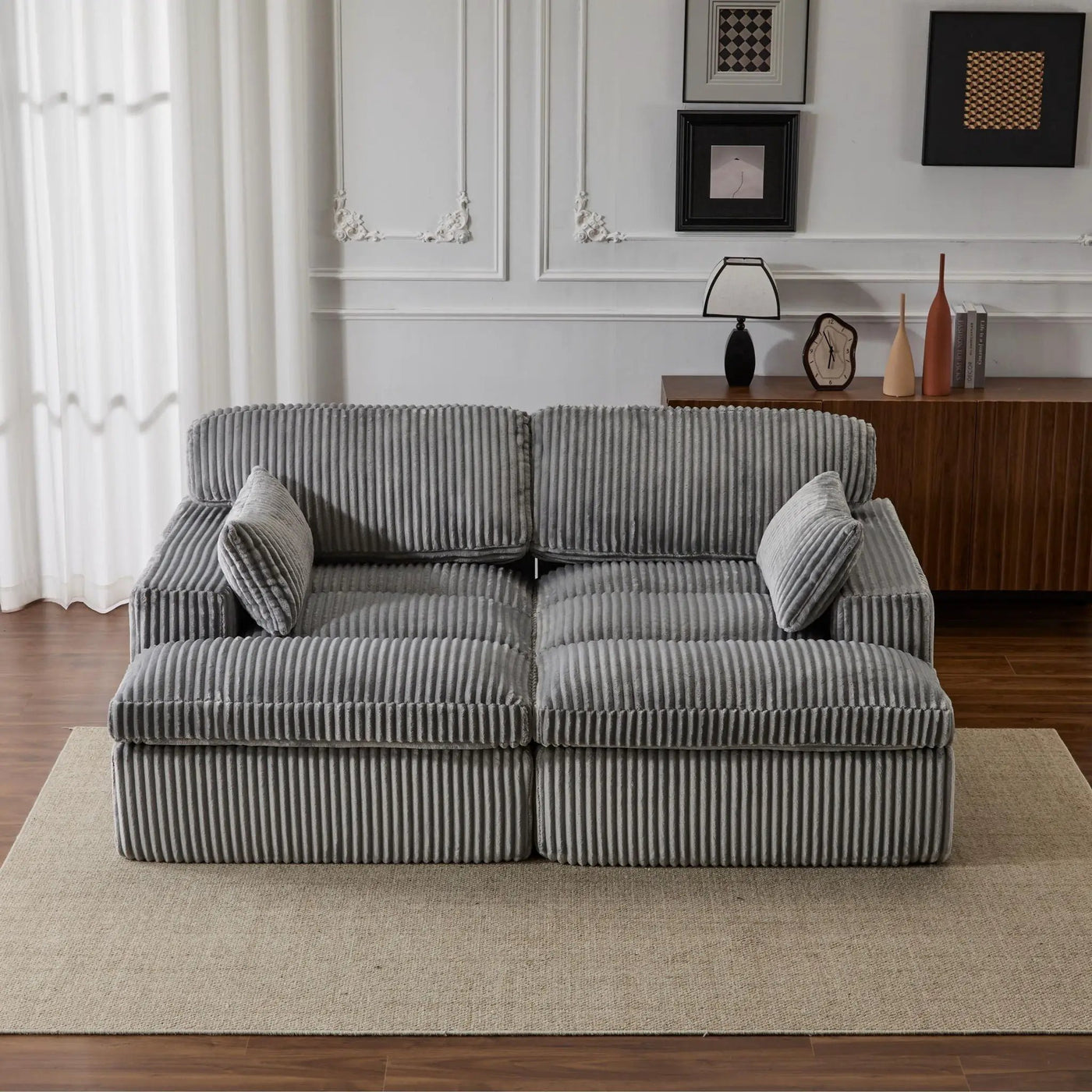 Double Chaise Lounge Chair, Oversized Upholstered Sleeper Cloud Couch by HouseOfZazla