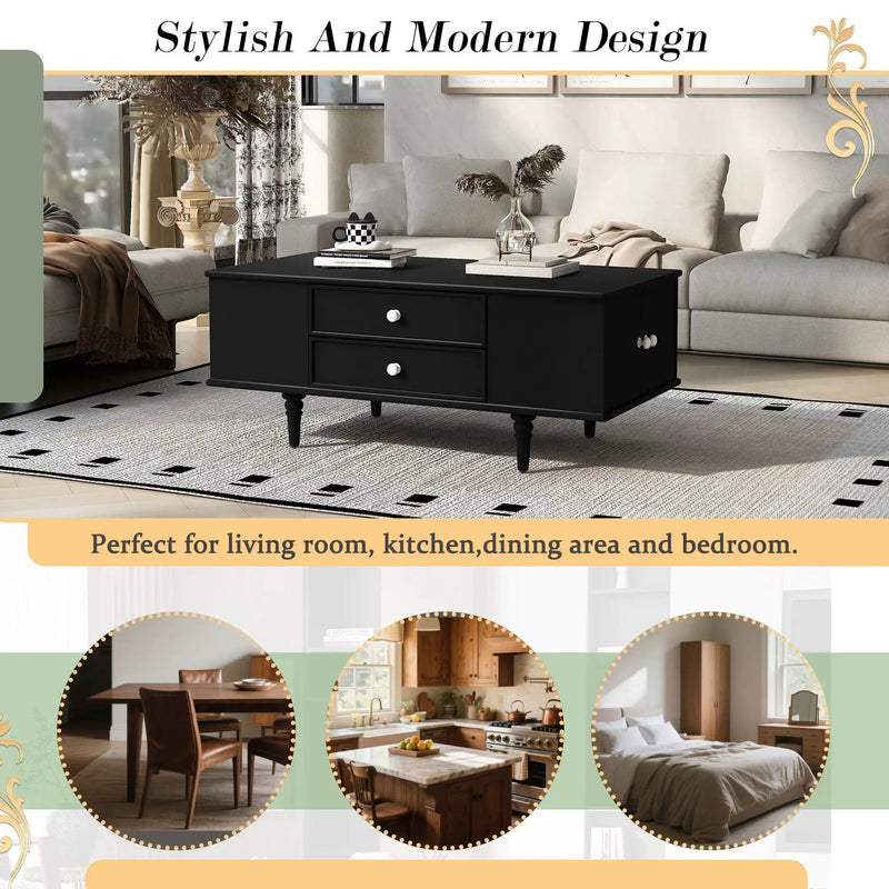 Modern Rectangle Coffee Table With Four Drawers by Unique Piece Furniture