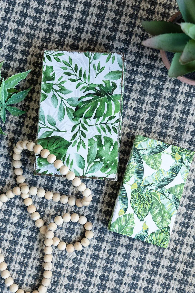 Botanical And Book Boxes (Set of 2) - White / Green by HouseOfZazla