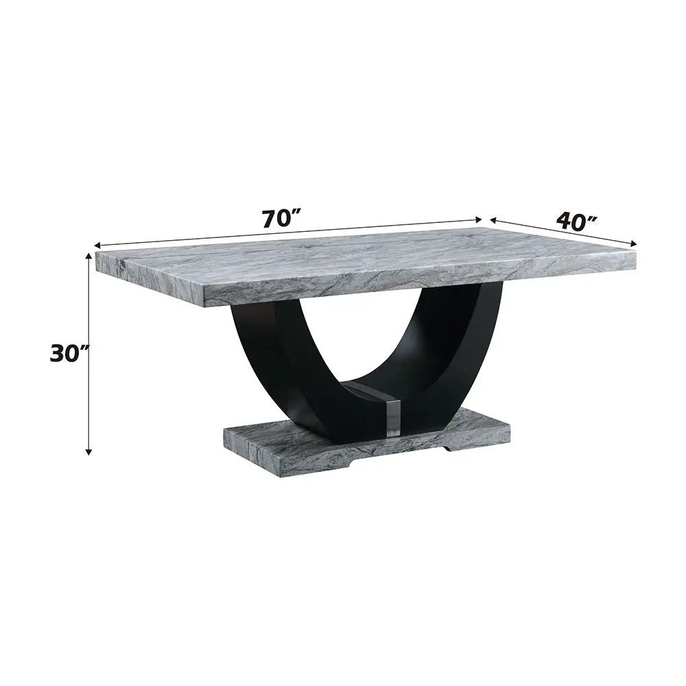 Caralin - Dining Table - Engineered Stone & Black by Unique Piece Furniture