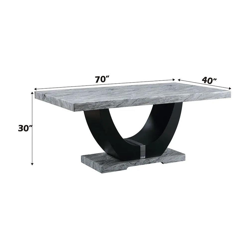 Caralin - Dining Table - Engineered Stone & Black by Unique Piece Furniture