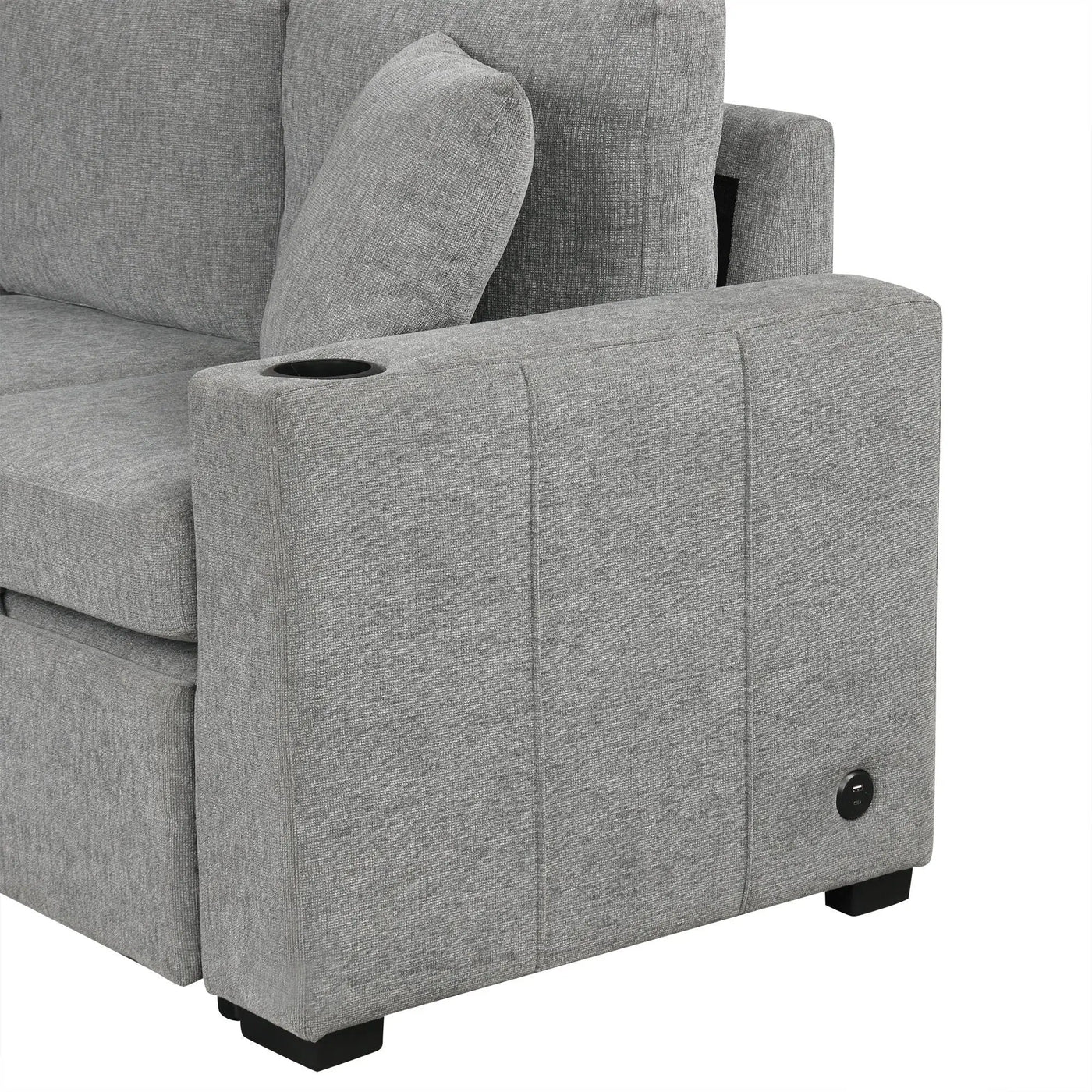 Single Pull Out Sofa Bed With USB Ports And Cup Holders by HouseOfZazla