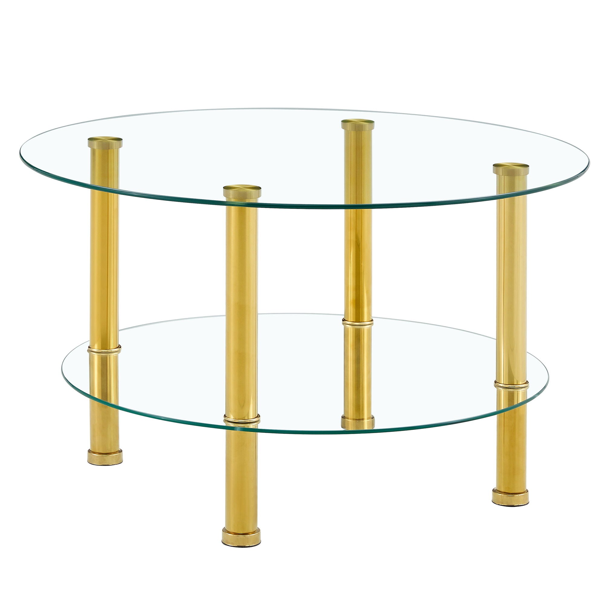 Contemporary Minimalist Double Layer Tempered Glass Coffee Table by HouseOfZazla