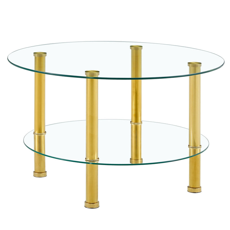 Contemporary Minimalist Double Layer Tempered Glass Coffee Table by HouseOfZazla