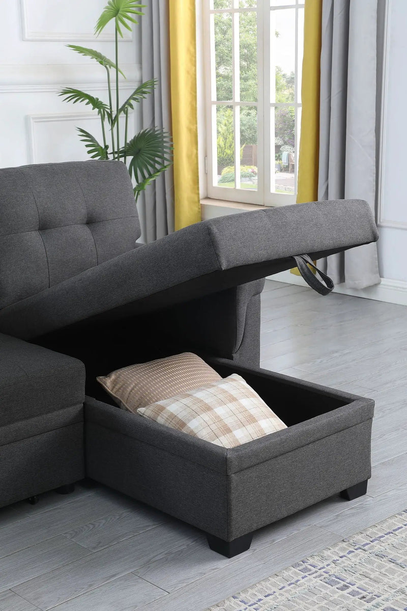 Lucca - Reversible Sleeper Sectional Sofa With Storage Chaise by HouseOfZazla