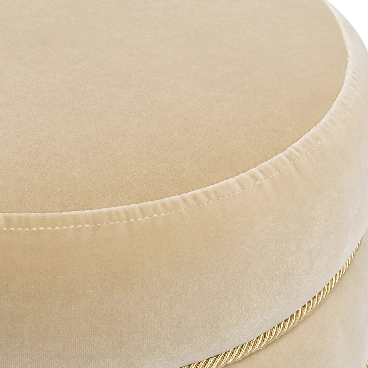 Edward 17.5" Round Upholstered Ottoman with Bullion Fringe by HouseOfZazla