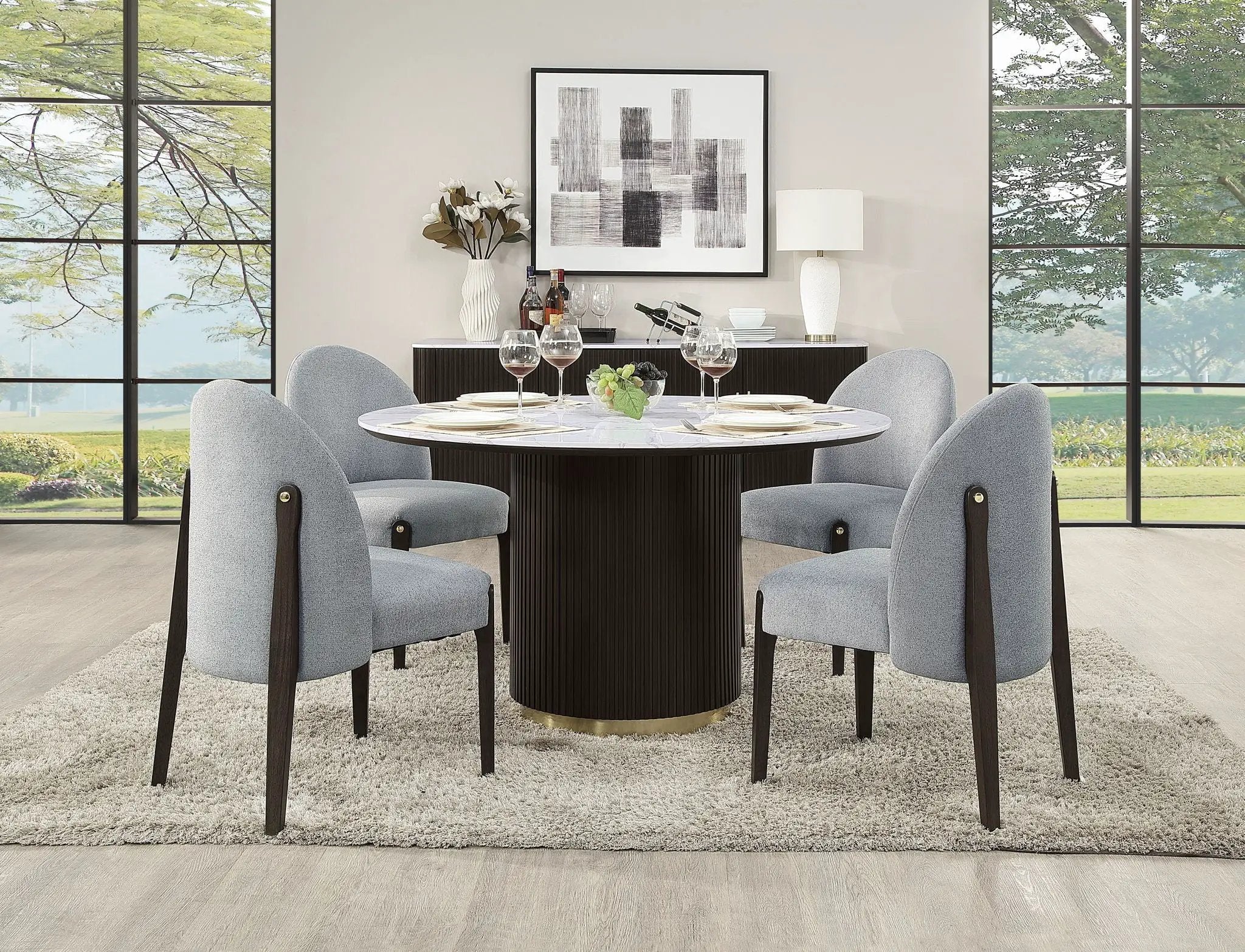 Clayten - Around Dining Table - Marble / Espresso by Unique Piece Furniture