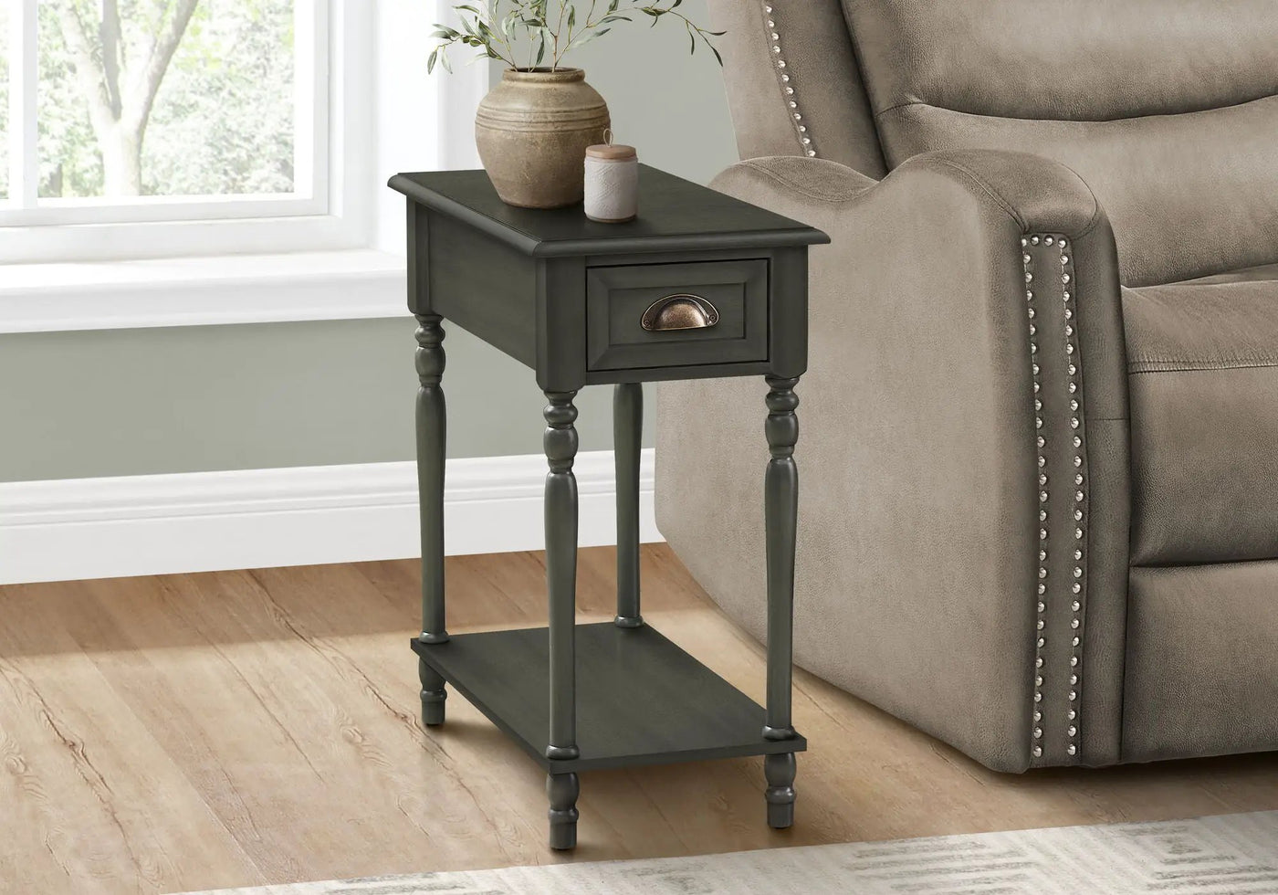 Accent Side Table, 2 Tier, Storage Drawer, Stylish Traditional Design by HouseOfZazla