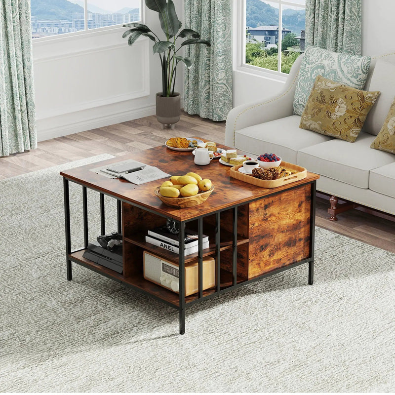 Lift Top Coffee Table With Storage Adjustable Height - Black by Unique Piece Furniture