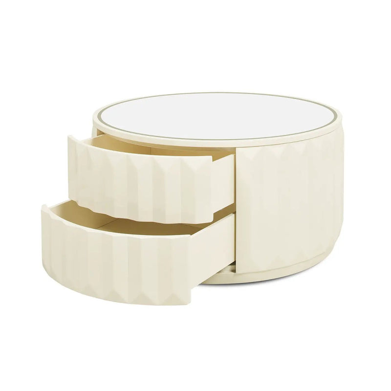 Facino - Round Storage Coffee Table - White Birch by HouseOfZazla