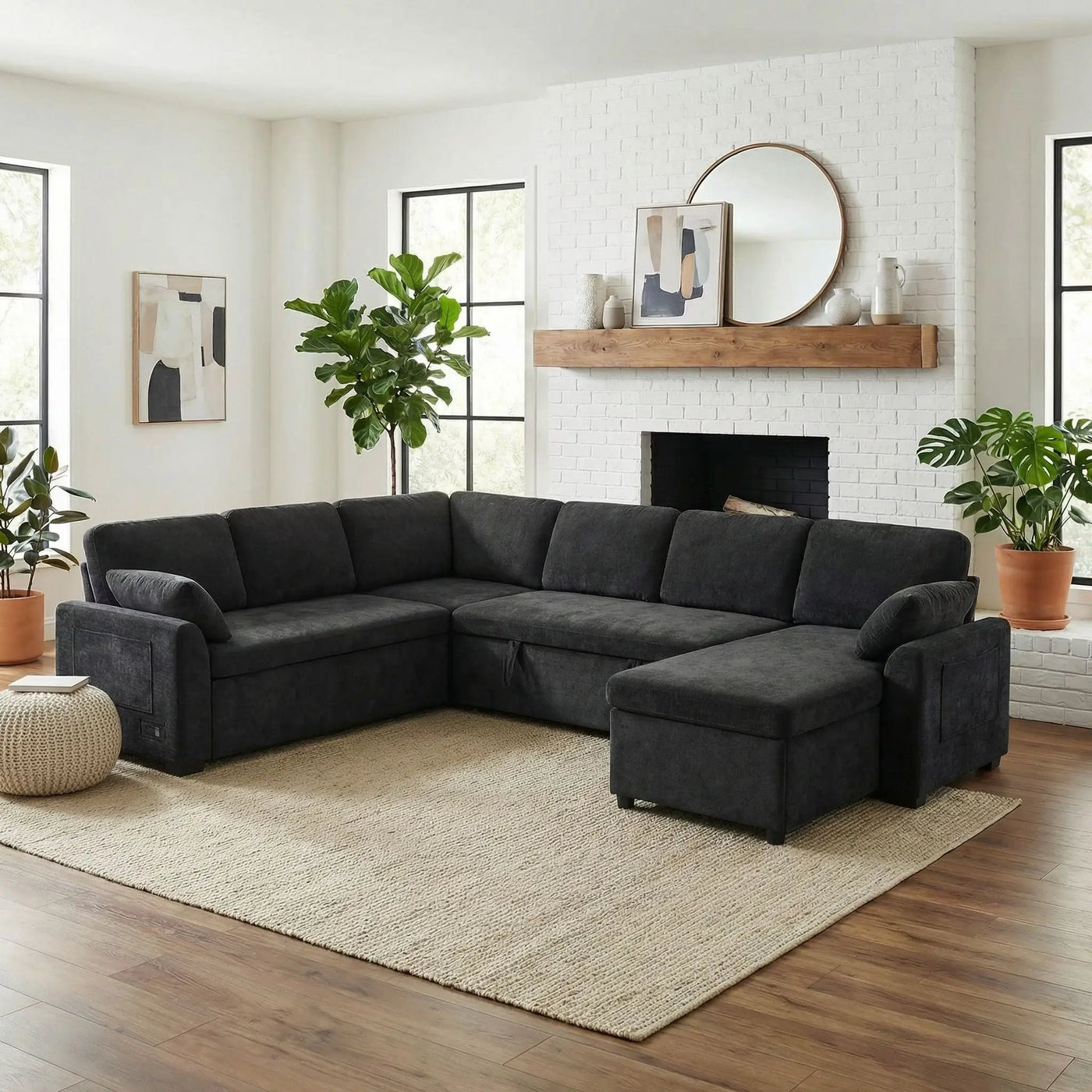 Convertible U-Shaped Sectional Sofa Bed With Reversible Chaise by HouseOfZazla