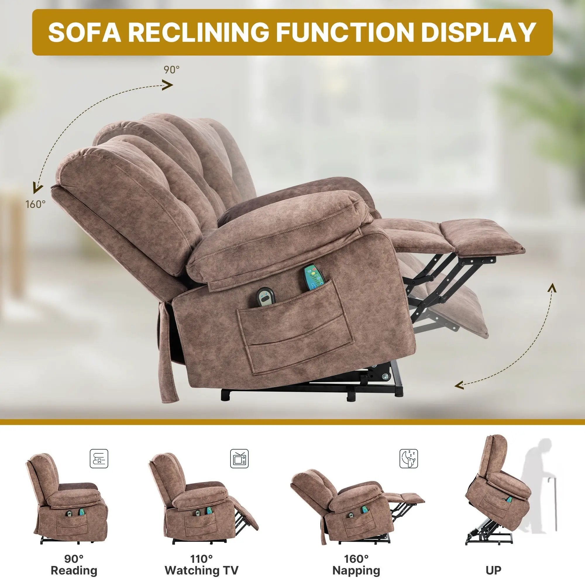 Power Lift Recliner Chair Sofa With Massage by HouseOfZazla