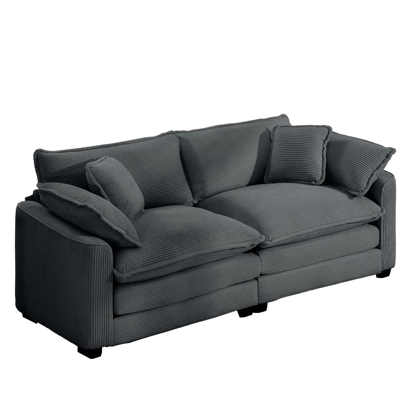 Modern 2 Seater With 4 Pillows, Upholstered Deep Seating Loveseat by HouseOfZazla