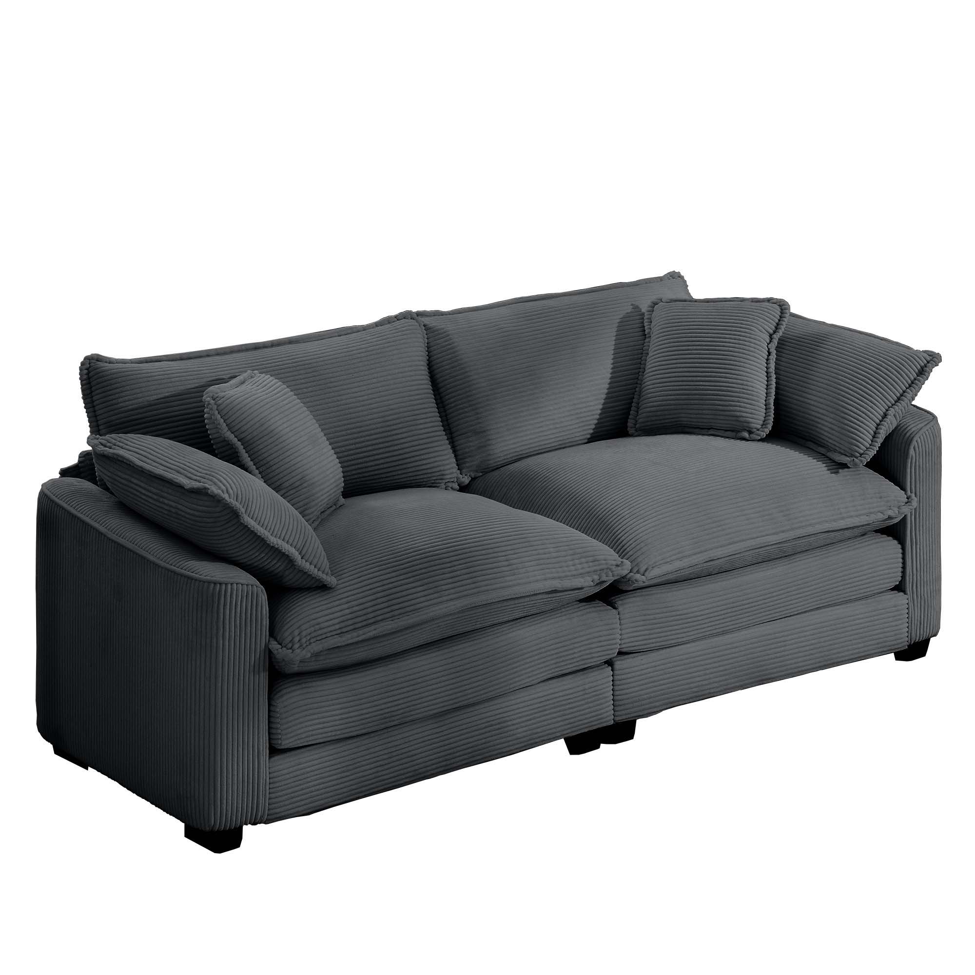Modern 2 Seater With 4 Pillows, Upholstered Deep Seating Loveseat by Unique Piece Furniture