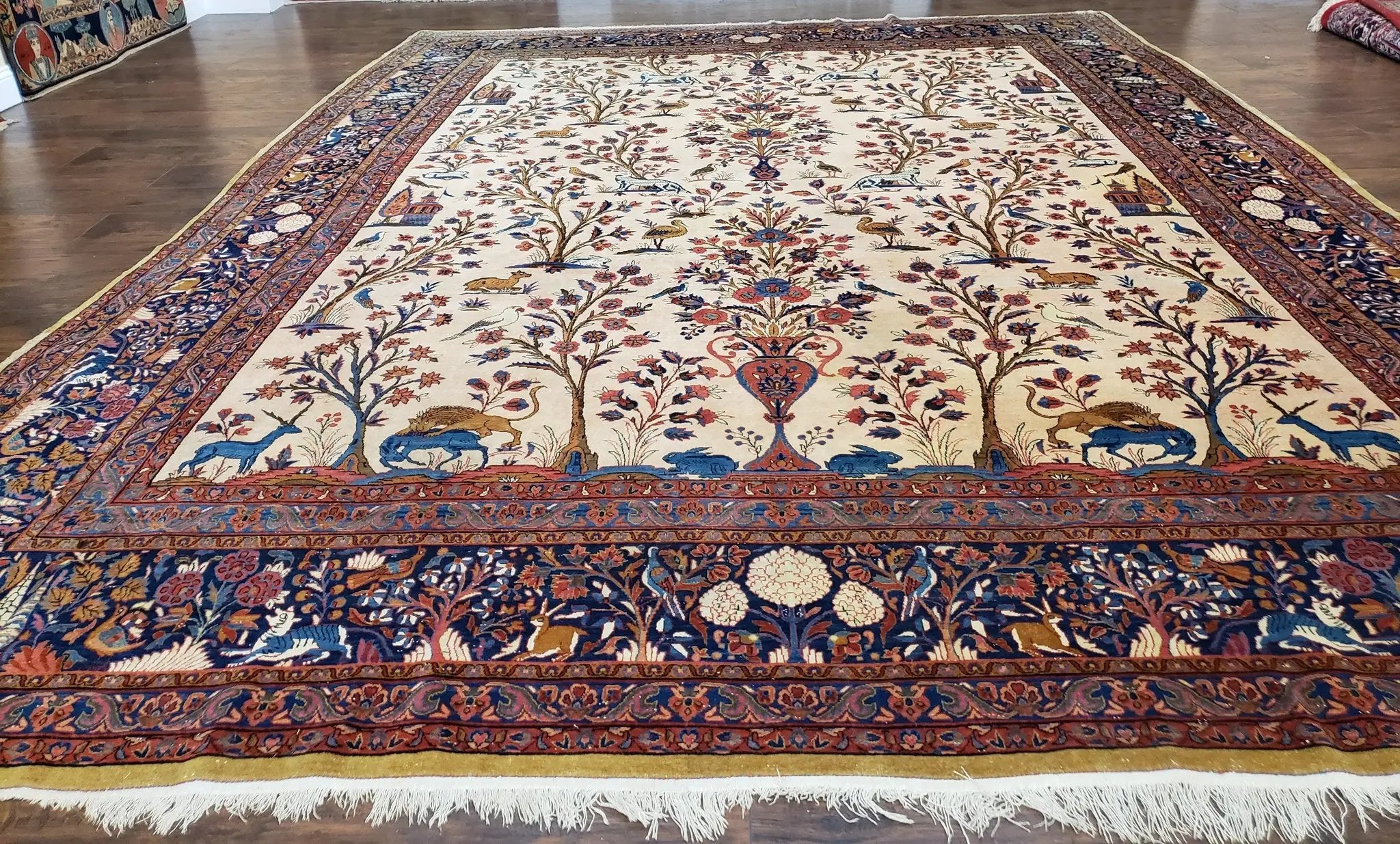 Antique Persian Kashan Tree of Life Rug 10x13 by Jewel Rugs